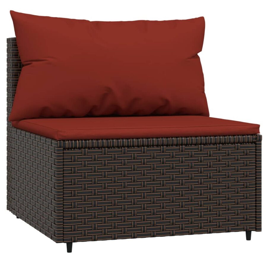 3-delige Loungeset met kussens poly rattan bruin - Afbeelding 6