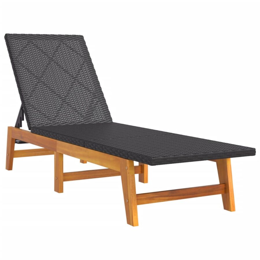 3-delige Loungeset poly rattan en massief acaciahout - Afbeelding 4
