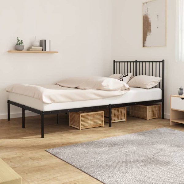 Bedframe met hoofdbord metaal zwart 120x200 cm