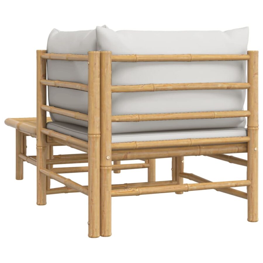 2-delige Loungeset met kussens bamboe lightgrijs - Afbeelding 5