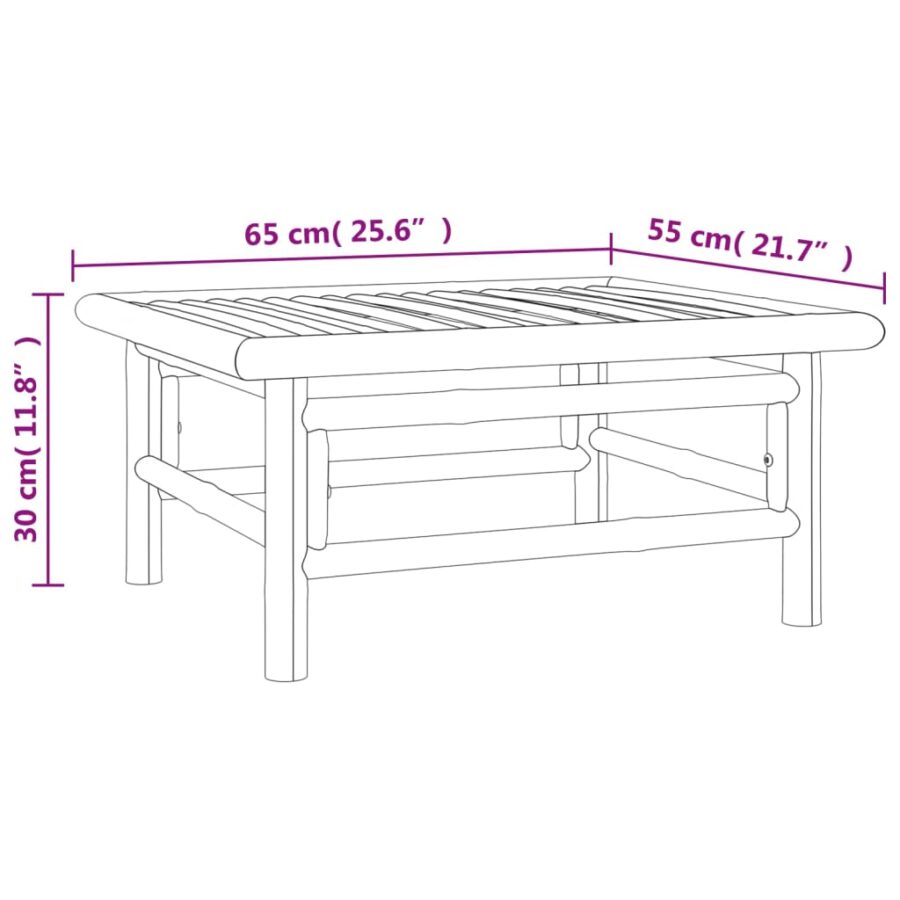 4-delige Loungeset met kussens bamboe taupe - Afbeelding 11