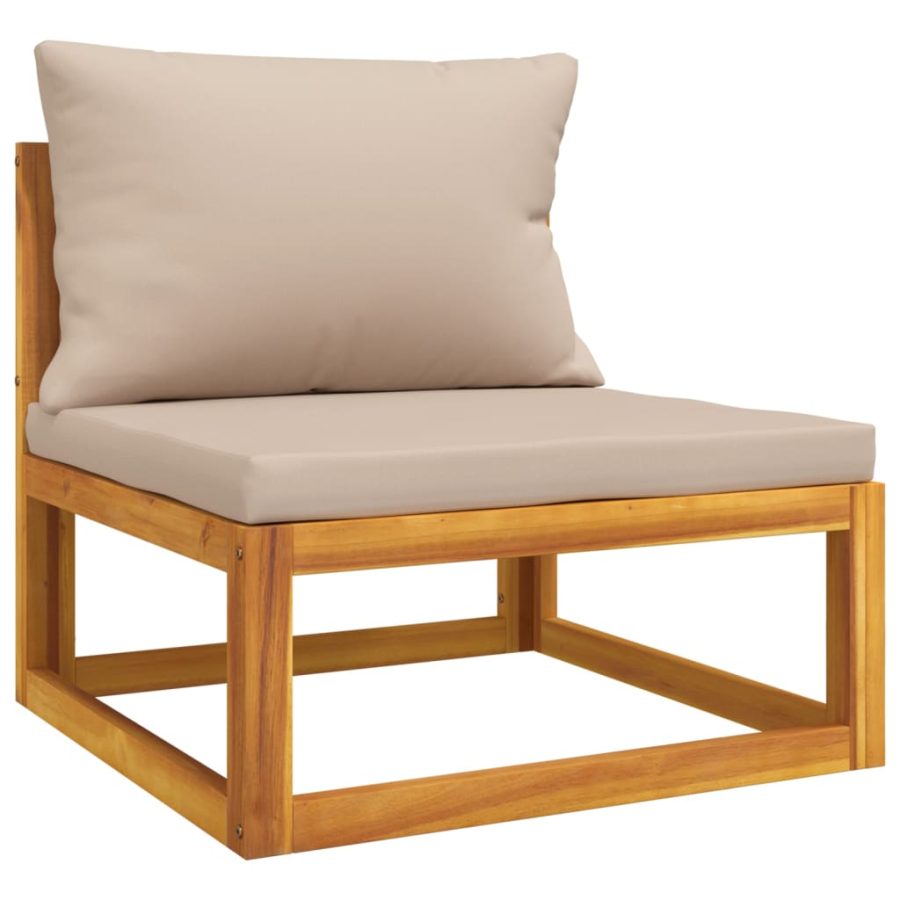 5-delige Loungeset met kussens massief hout taupe - Afbeelding 5