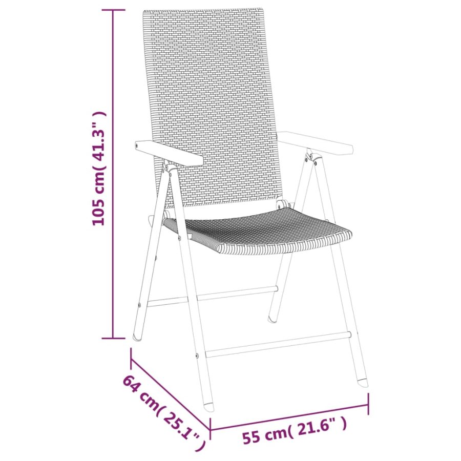 5-delige Tuinset poly rattan zwart en bruin - Afbeelding 10