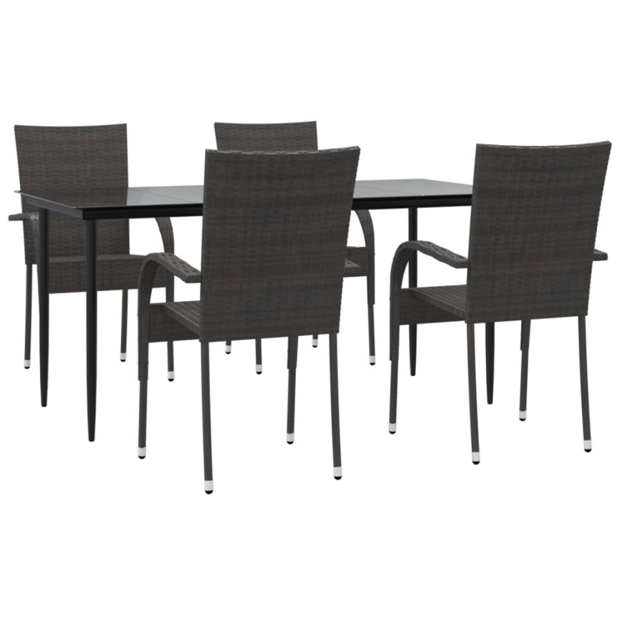 5-delige Tuinset poly rattan bruin - Afbeelding 3