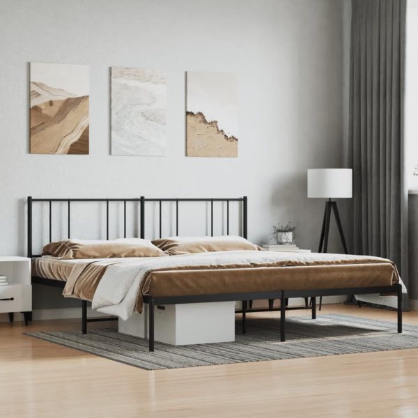 Bedframe met hoofdbord metaal zwart 180x200 cm