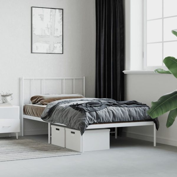 Bedframe met hoofdbord zonder matras metaal wit 75x190 cm