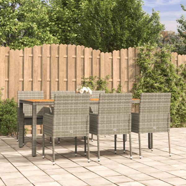 7-delige Tuinset met kussens poly rattan grijs