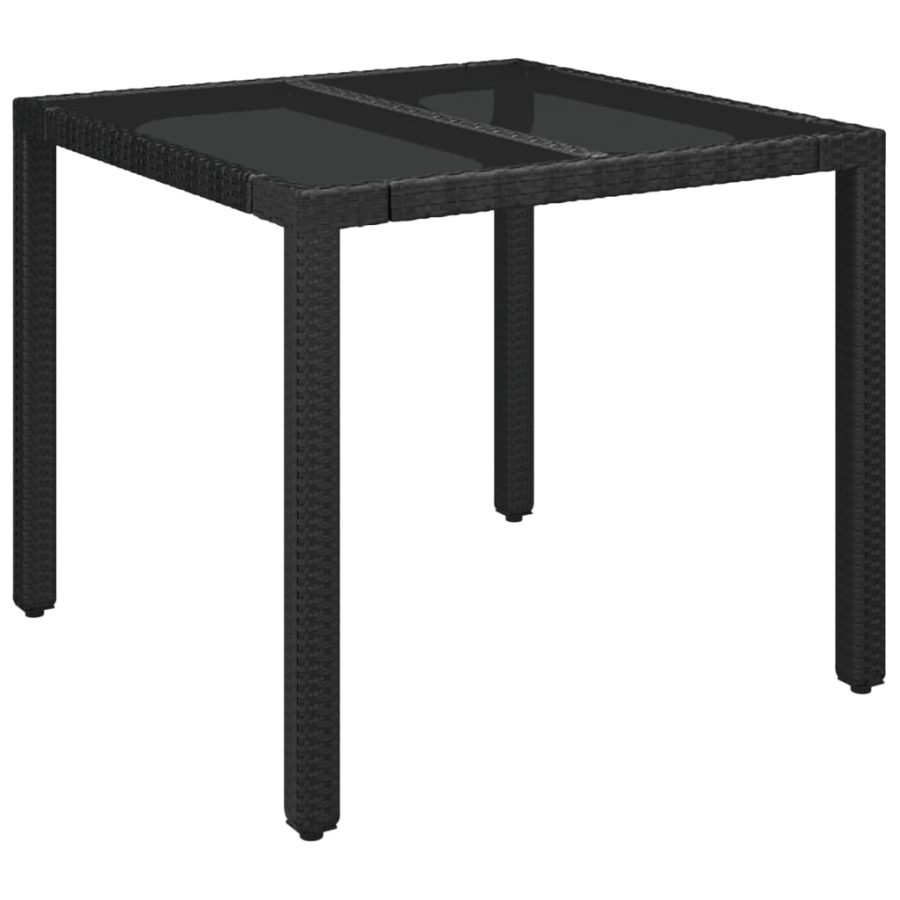 5-delige Tuinset met kussens poly rattan zwart - Afbeelding 8