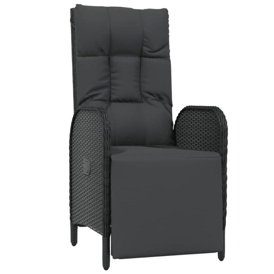 5-delige Tuinset met kussens poly rattan zwart - Afbeelding 5