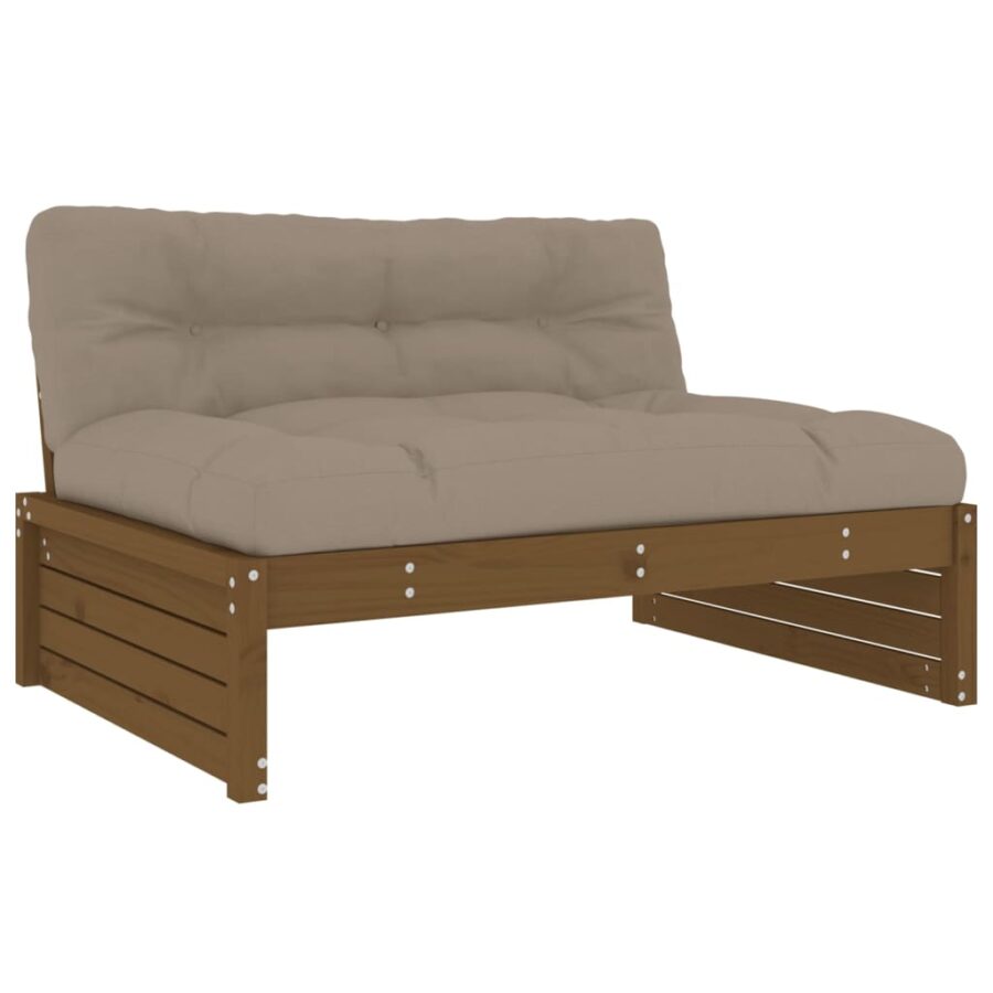 4-delige Loungeset met kussens massief hout honingbruin - Afbeelding 4