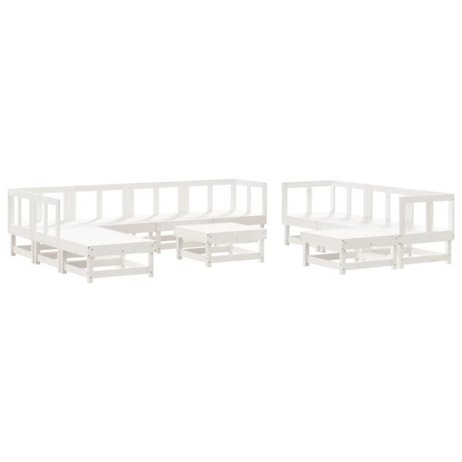11-delige Loungeset massief grenenhout wit - Afbeelding 2