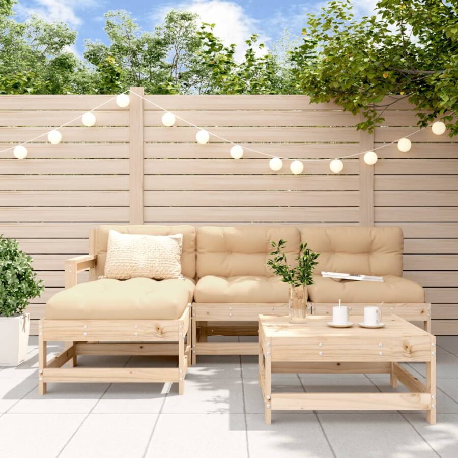 5-delige Loungeset massief grenenhout