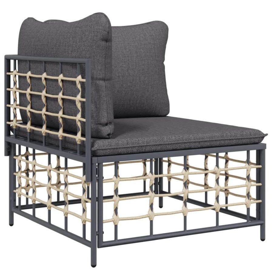 6-delige Loungeset met kussens poly rattan antracietkleurig - Afbeelding 4