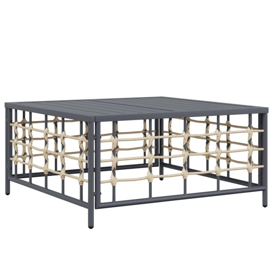 6-delige Loungeset met kussens poly rattan antracietkleurig - Afbeelding 6