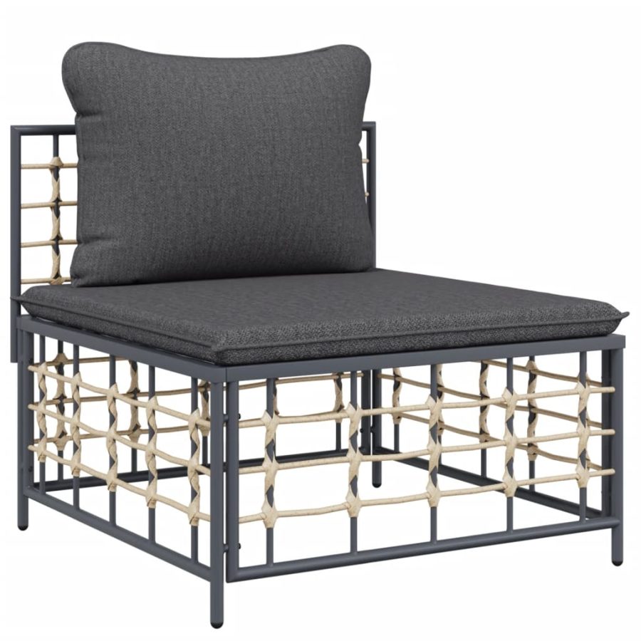 7-delige Loungeset met kussens poly rattan antracietkleurig - Afbeelding 5