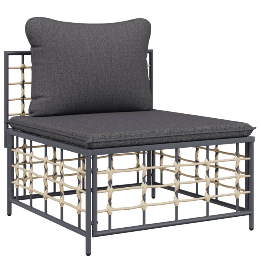 7-delige Loungeset met kussens poly rattan antracietkleurig - Afbeelding 5
