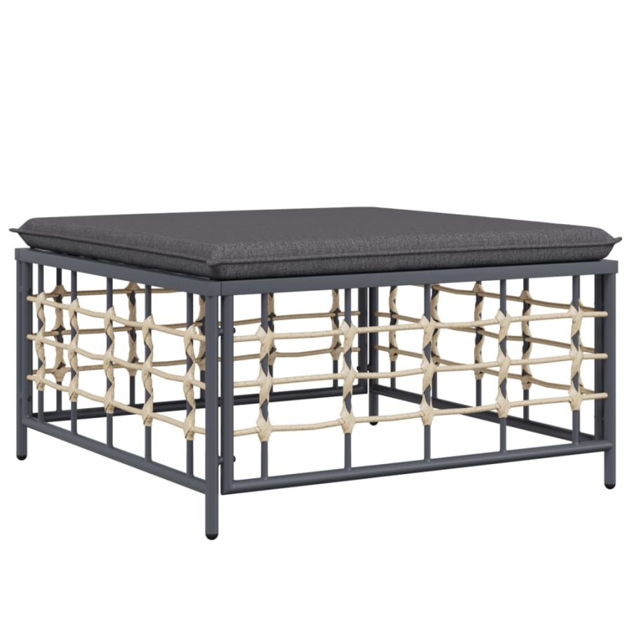 7-delige Loungeset met kussens poly rattan antracietkleurig - Afbeelding 6