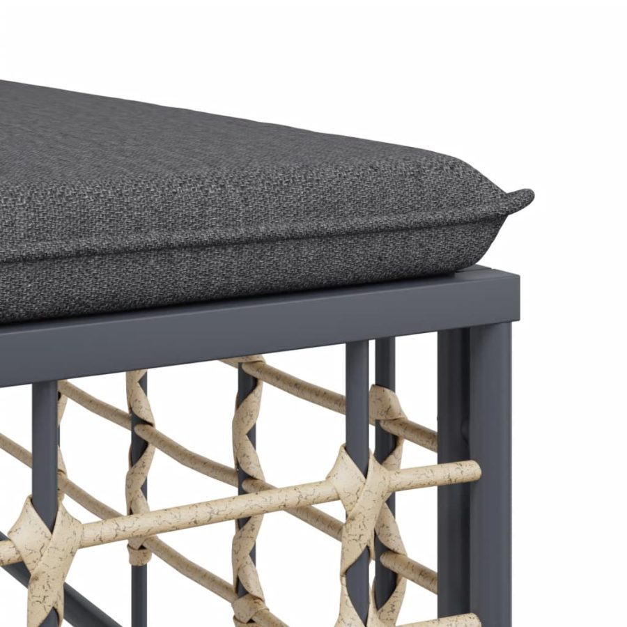 7-delige Loungeset met kussens poly rattan antracietkleurig - Afbeelding 7