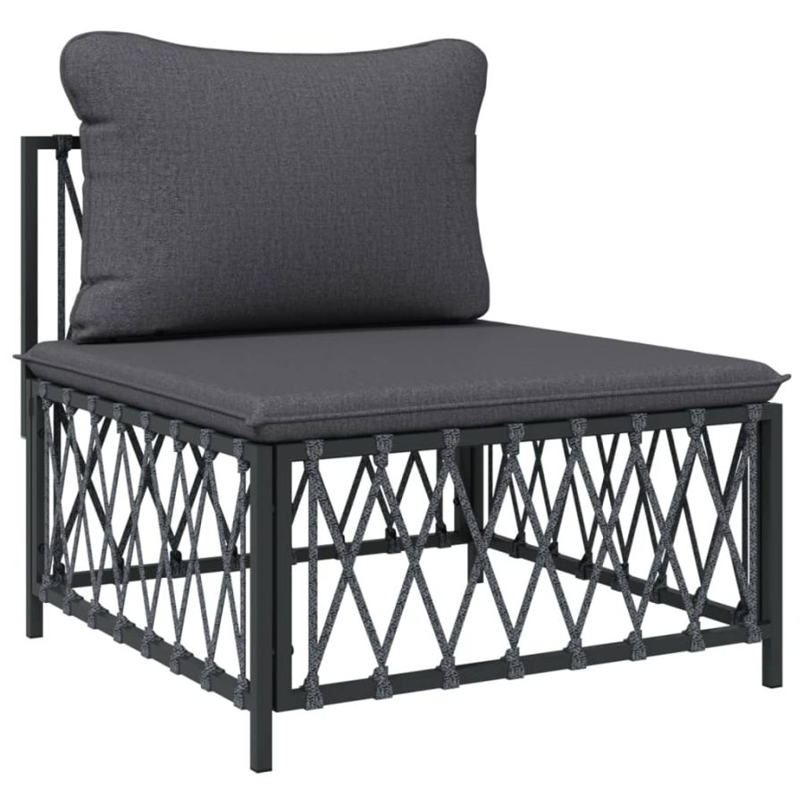 5-delige Loungeset met kussens staal antracietkleurig - Afbeelding 5