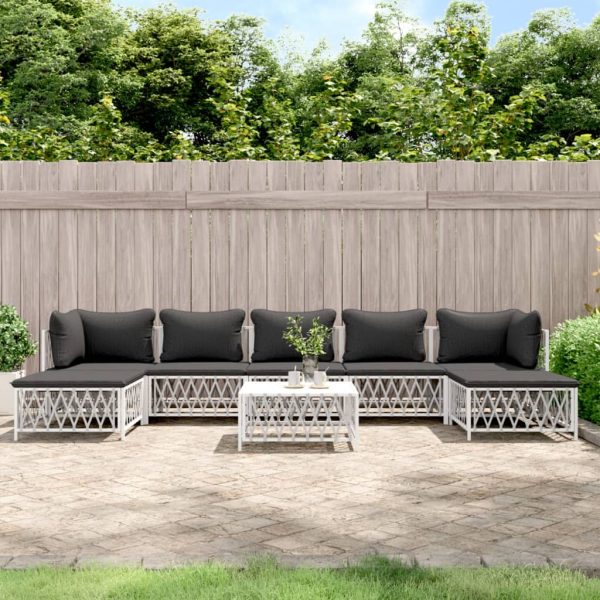 8-delige Loungeset met kussens staal wit