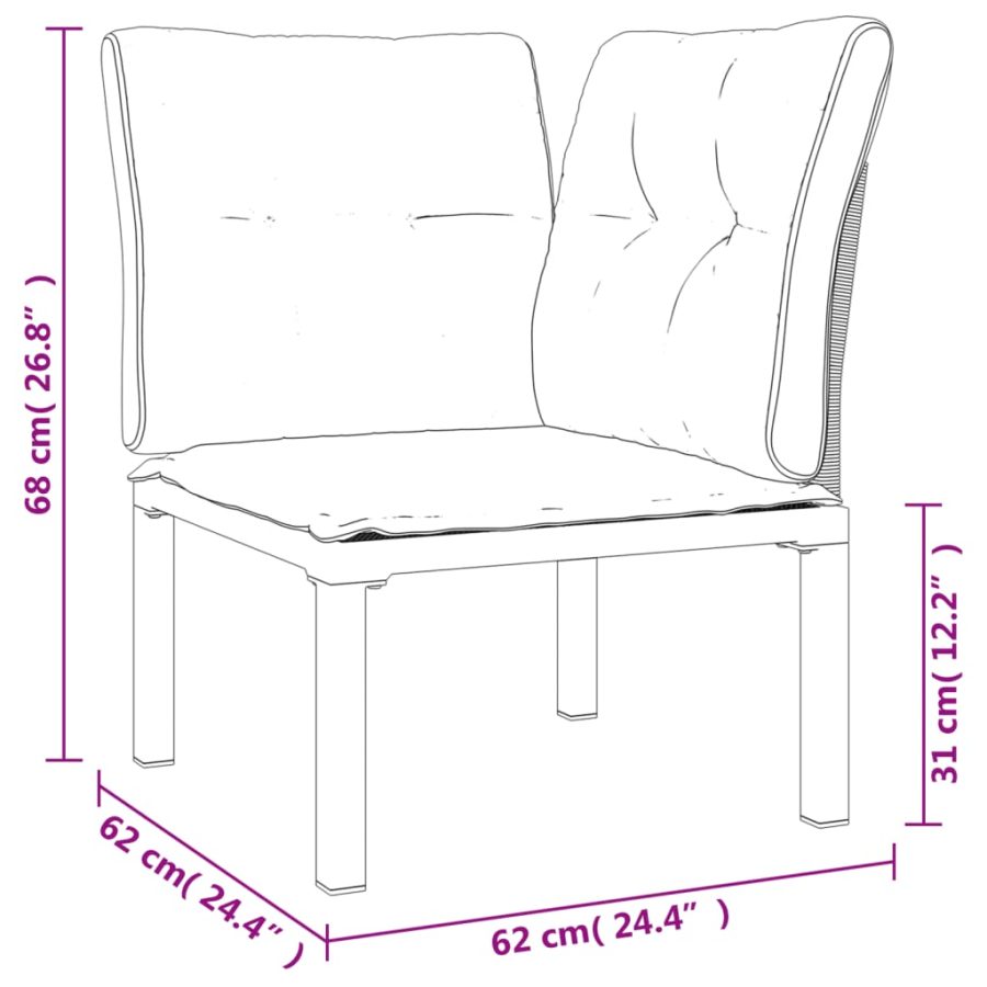 5-delige Loungeset poly rattan zwart en grijs - Afbeelding 11