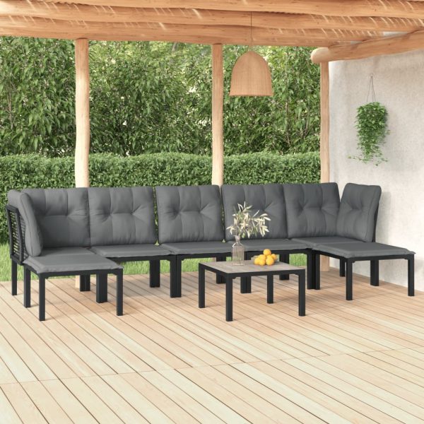8-delige Loungeset poly rattan zwart en grijs