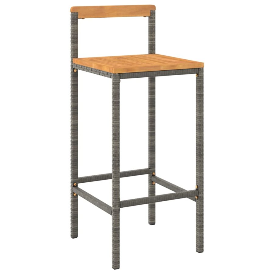 5-delige Tuinbarset poly rattan en massief acaciahout grijs - Afbeelding 4