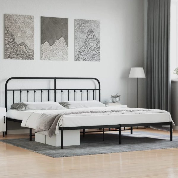 Bedframe met hoofdbord metaal zwart 193x203 cm