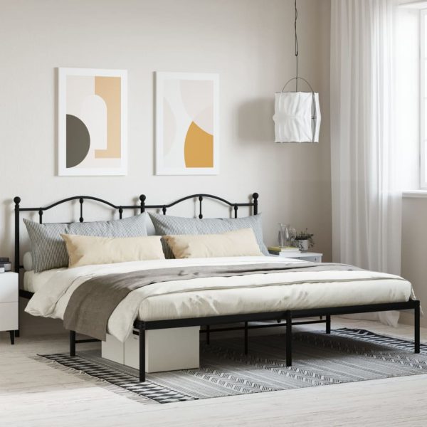 Bedframe met hoofdbord metaal zwart 193x203 cm