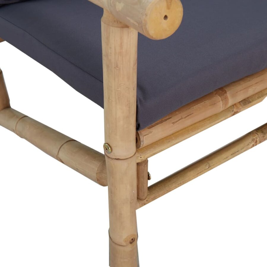 2-delige Loungeset met kussens bamboe donkergrijs - Afbeelding 6