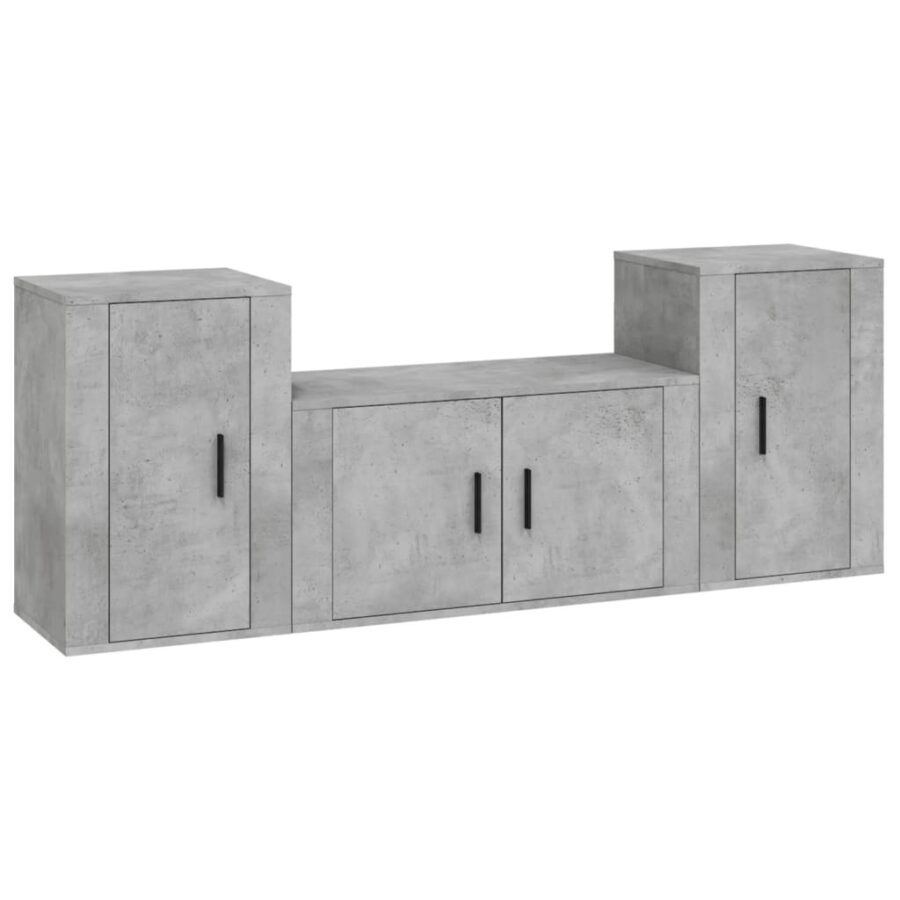 3-delige Tv-meubelset bewerkt hout betongrijs - Afbeelding 2