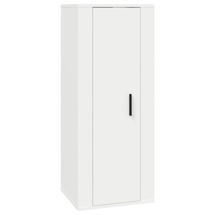 2-delige Tv-meubelset bewerkt hout wit - Afbeelding 5