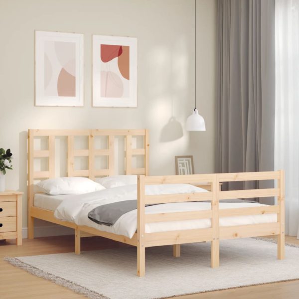 Bedframe met hoofdbord massief hout 120x200 cm