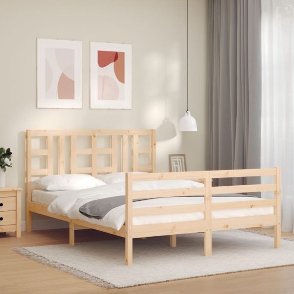 Bedframe met hoofdbord massief hout 160x200 cm