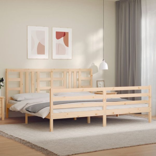 Bedframe met hoofdbord massief hout 200x200 cm