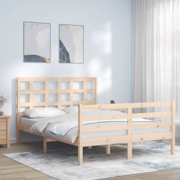 Bedframe met hoofdbord massief hout 140x200 cm