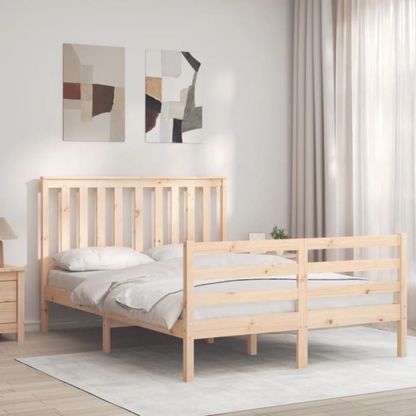 Bedframe met hoofdbord massief hout 140x200 cm