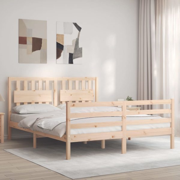 Bedframe met hoofdbord massief hout 160x200 cm