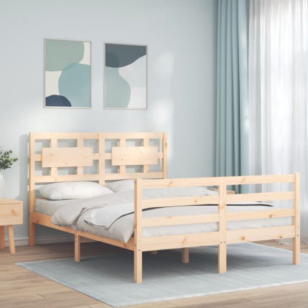Bedframe met hoofdbord massief hout 120x200 cm