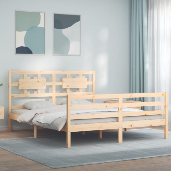 Bedframe met hoofdbord massief hout 160x200 cm
