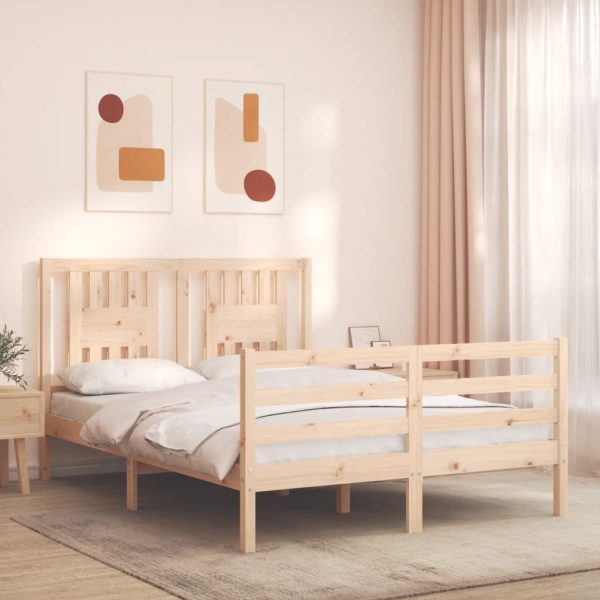 Bedframe met hoofdbord massief hout 140x200 cm