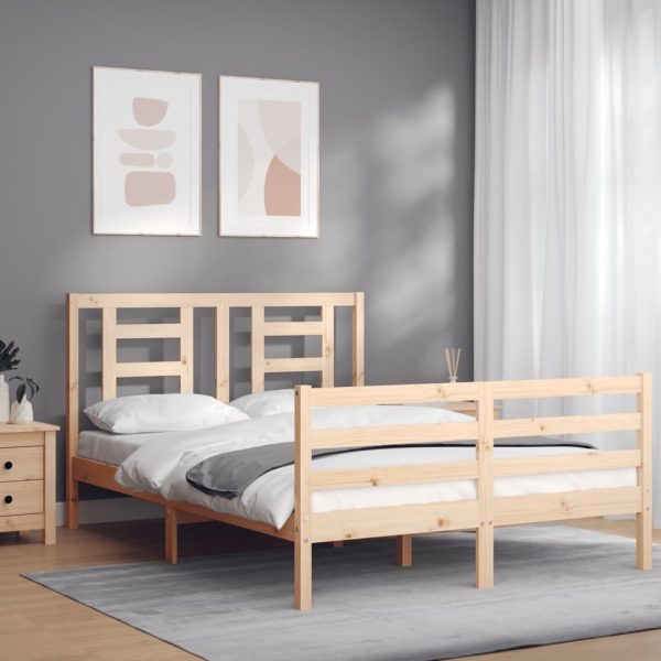 Bedframe met hoofdbord massief hout 120x200 cm