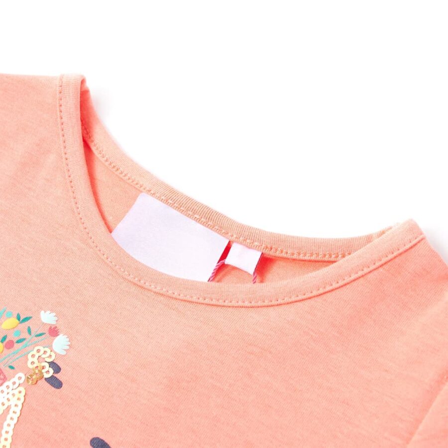 Kindershirt 116 neonkoraal - Afbeelding 3