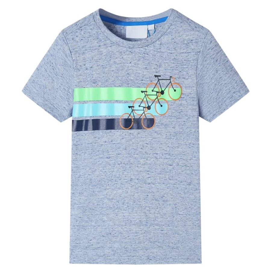 Kindershirt met korte mouwen 116 gemêleerd blauw