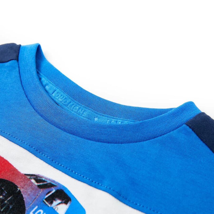 Kindershirt 140 blauw en marineblauw - Afbeelding 3