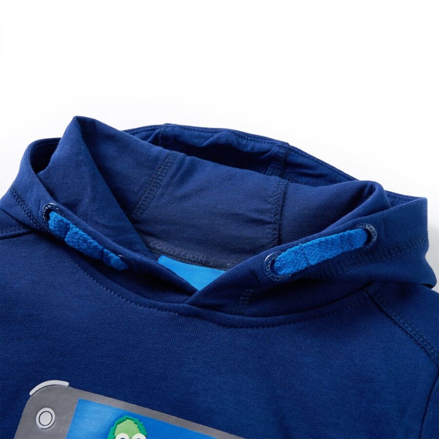 Kindertrui met capuchon 128 donkerblauw - Afbeelding 3