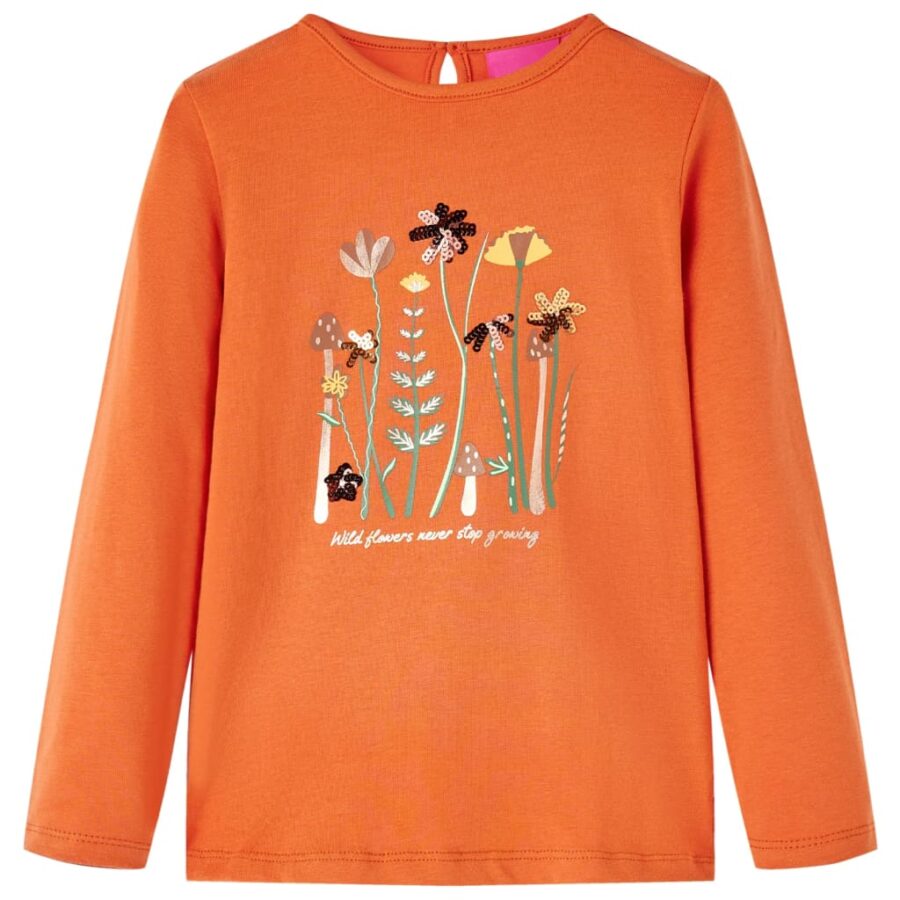 Kindershirt met lange mouwen 140 oranjebruin