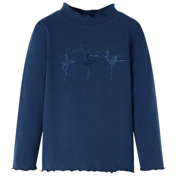 Kindershirt lange mouwen 140 marineblauw