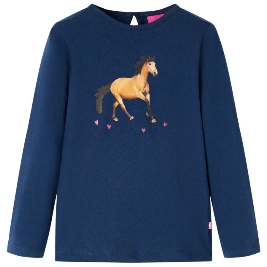 Kindershirt met lange mouwen 140 marineblauw