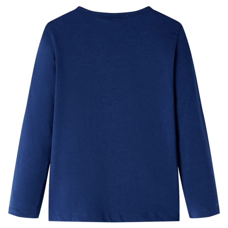 Kindershirt met lange mouwen 128 marineblauw - Afbeelding 2